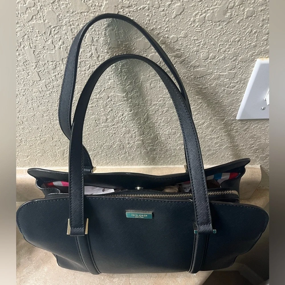 VINTAGE Kate Spade Newbury Lane Miles Black Saffiano Leather Tote Shoulder Bag
